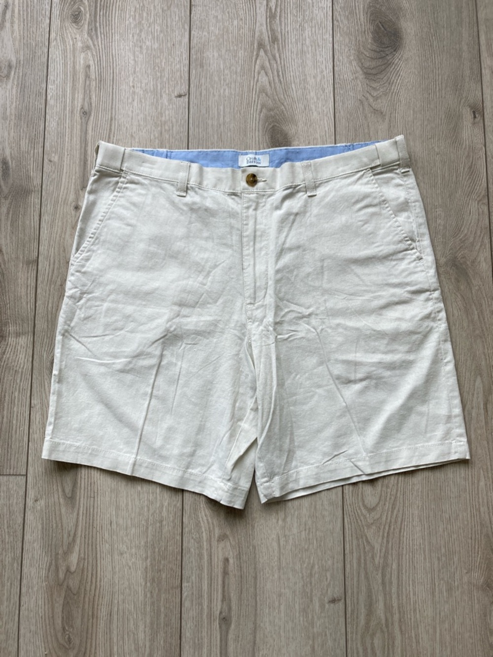 Croft & Barrow Men’s Shorts NWT The Linen Blend Flat Front Short Cream